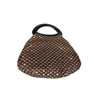 Vintage Black Beaded Sequin Evening‎ Bag Top Handle Party Purse